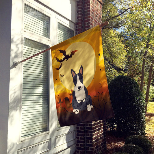 Caroline's Treasures BB4399CHF Halloween Bull Terrier Black White Flag Canvas House Size, Large, Multicolor
