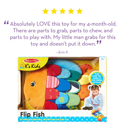 Melissa & Doug K’s Kids, Flip Fish Stuffed Animal, Soft Baby Book, Multi-Textured Squeaking & Crinkling Infant Sensory Toys for Babies with Baby Mirror, Tummy Time Toys for Infants Ages 0–9 Months 🍁 All In One Marketplace Canada