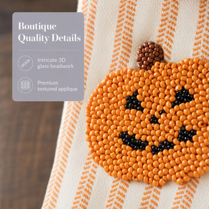 Mud Pie Halloween Bead Towel, Pumpkin, 26" x 14"