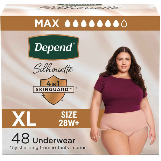 Depend Silhouette Adult Incontinence Underwear for Women, Maximum Absorbency, XL, Pink, 48 Count (2 Packs of 24) 🍁 All In One Marketplace Canada