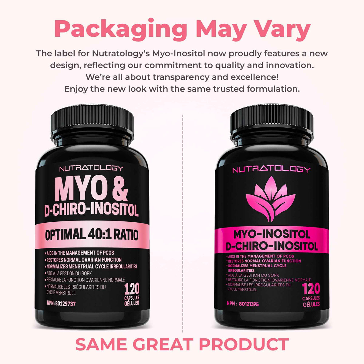 Nutratology® Myo-Inositol & D-Chiro Inositol Capsules - PCOS Supplement for Women - Optimal 40:1 Ratio - For Hormonal Balance & Healthy Ovarian Function - Regulates Menstrual Cycle - 120 Capsules 🍁 All In One Marketplace Canada