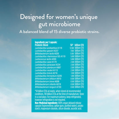 Genuine Health Advanced Gut Health Probiotic Women's Daily 50 Billion CFU - Healthy Digestion & Gut Flora Support - Women’s Probiotic - Vegan, Gluten-Free & Non-GMO - 30 Capsules (30 Servings) 🍁 All In One Marketplace Canada