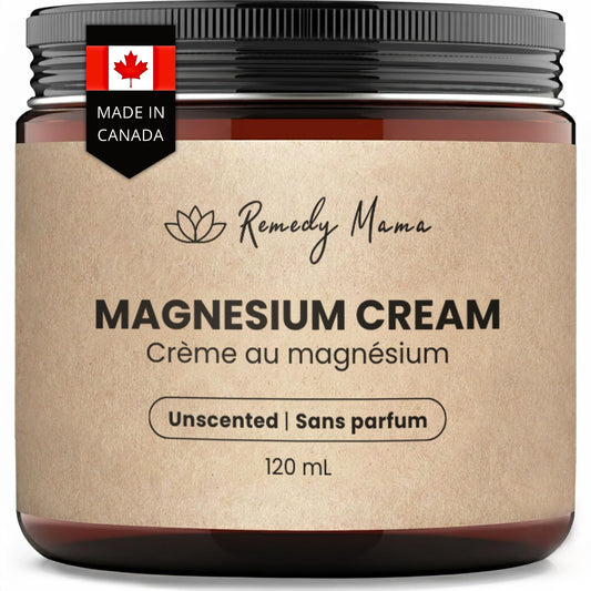 Remedy Mama Unscented Magnesium Cream for Daily Comfort – with Hemp Seed Oil, Jojoba Oil, Mango & Shea Butter – Magnesium Oil Spray Alternative – Natural, Gentle & Skin-Friendly – 4oz Glass Jar – Made in Canada 🍁 All In One Marketplace Canada