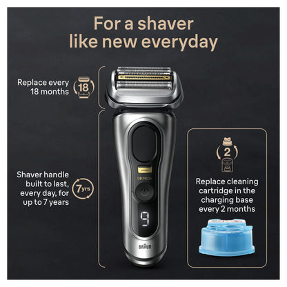 Braun Shavers for Men, Trimmer, Electric Foil Razor, Series 9 Pro+ Shaver, Precision Long Hair Trimmer, Wet & Dry with SmartCare Center, 9567cc, Silver 🍁 All In One Marketplace Canada
