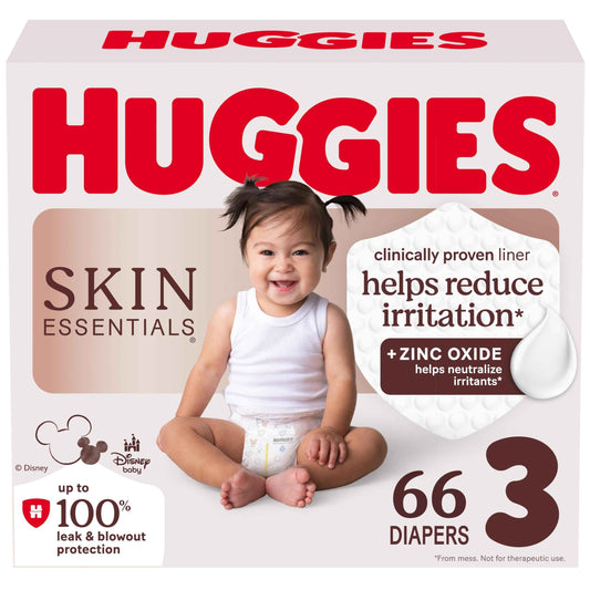 Huggies Size 3 Diapers, Skin Essentials Baby Diapers, Size 3 (16-28 lbs), 66 Count 🍁 All In One Marketplace Canada