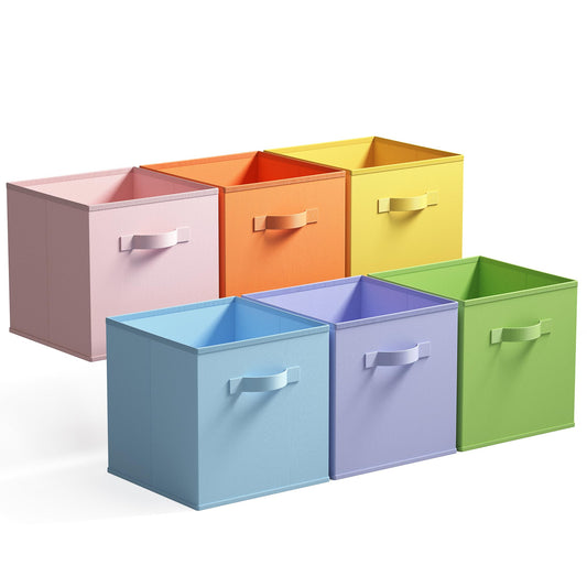 GRANNY SAYS Cube Storage Bins, Pack of 6 Fabric Storage Cubes 11 x 11, Collapsible Square Storage Boxes for Shelves, Cube Bac de Rangement, Cubby Storage Bins for Organising Accessories, Colorful 🍁 All In One Marketplace Canada