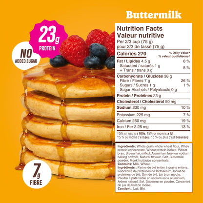Flourish Protein Pancake & Waffle Mix with Whey Protein, No Added Sugar, High in Fiber - Just Add Water - Buttermilk Flavour, 430 g Each (2 Pack) - Made in Canada 🍁 All In One Marketplace Canada