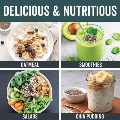 Viva Naturals Organic Chia Seeds, 2 lb – Plant-Based Omega-3s & 6s and Vegan Protein, Non-GMO, Black Chia Seeds Organic, Graine de Chia – Perfect for Smoothies, Salads, and Chia Seed Pudding 🍁 All In One Marketplace Canada