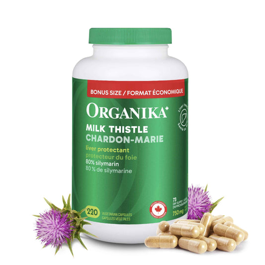 Organika Canadian-Made Milk Thistle 250 Mg Bonus Size 220 count- Liver Protectant From Silymarin Seed- 220vcaps 🍁 All In One Marketplace Canada
