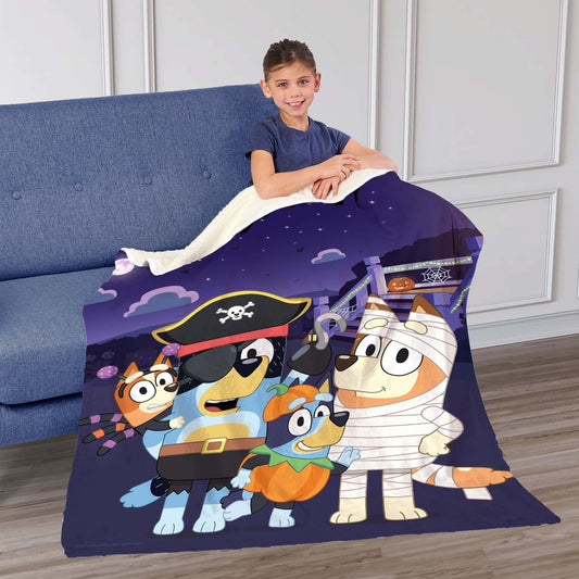 Northwest Bluey Silk Touch Sherpa Throw Blanket, 50" x 60", Family Halloween