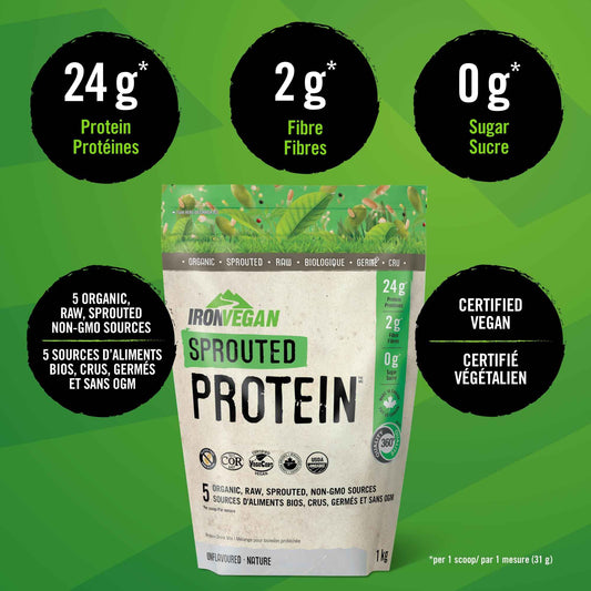 Sprouted Protein, Unflavoured, 1kg | Vegan, plant-based, organic, gluten-free, Beige 🍁 All In One Marketplace Canada