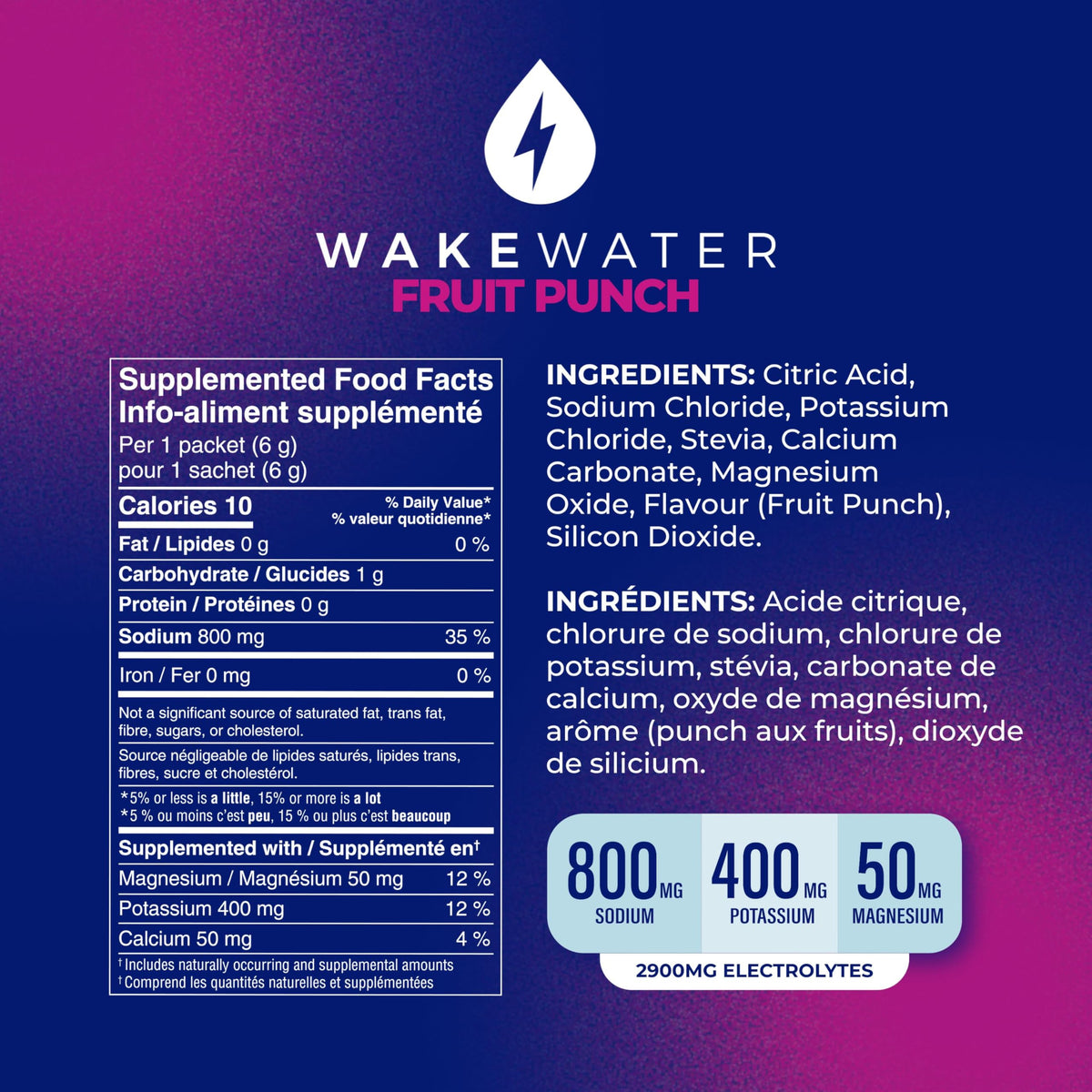 Wake Water Sugar Free Electrolyte Packets, Hydration Powder, Keto & Paleo Friendly Electrolyte Drink Mix, Fasting Hydration Packs, Travel Essentials, Pack of 10 (6g Each) (6 g (Pack of 10), Fruit Punch) 🍁 All In One Marketplace Canada