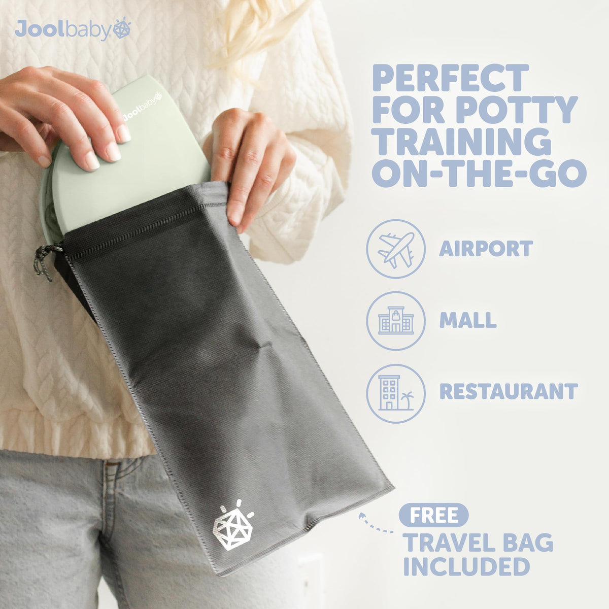 Jool Baby Folding Travel Potty Training Seat for Toddlers, Fits Round & Oval Toilets, Non-Slip Suction Cups, Includes Free Travel Bag (Sage) 🍁 All In One Marketplace Canada
