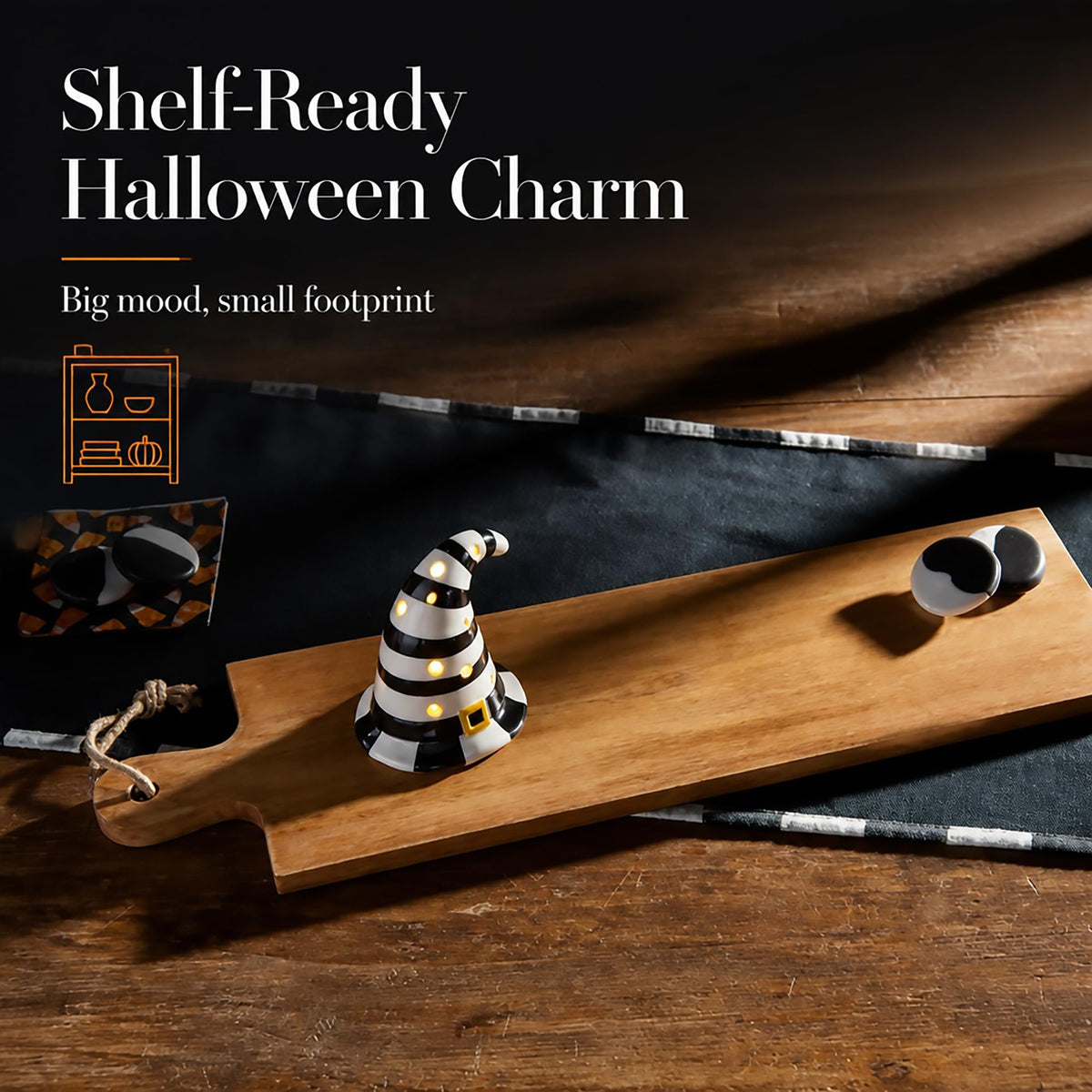 Mud Pie Halloween LED Light Up Sitter, Witch Hat
