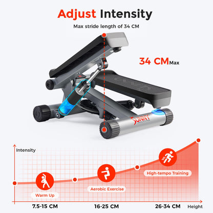 Sunny Health & Fitness Mini Stepper for Exercise, Low-Impact Stair Step Cardio Equipment with Resistance Bands, Digital Monitor - NO. 012-S 🍁 All In One Marketplace Canada