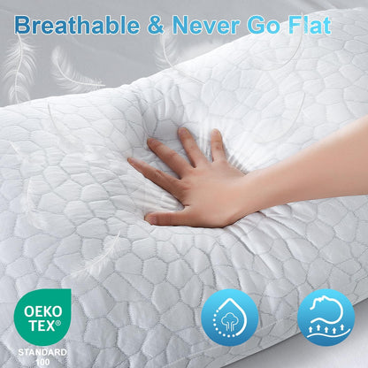 Cooling Memory Foam Pillows Queen Size Set of 2, Adjustable Shredded Foam Bed Pillows for Sleeping, Soft Support Pillows for Side & Back Sleepers with Breathable Dual-Sided Soft & Cooling Fabric 🍁 All In One Marketplace Canada
