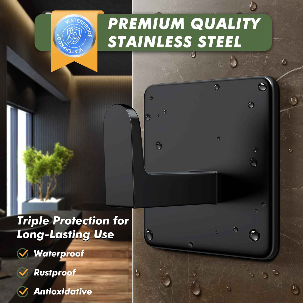 Auxmir Self Adhesive Hooks for Coat Towel, 7KG Heavy Duty Towel Hooks Stick on Wall and Door, 5 Pack Stainless Steel Waterproof Rustproof Wall Hanger for Bathroom Kitchen Office Shower 🍁 All In One Marketplace Canada