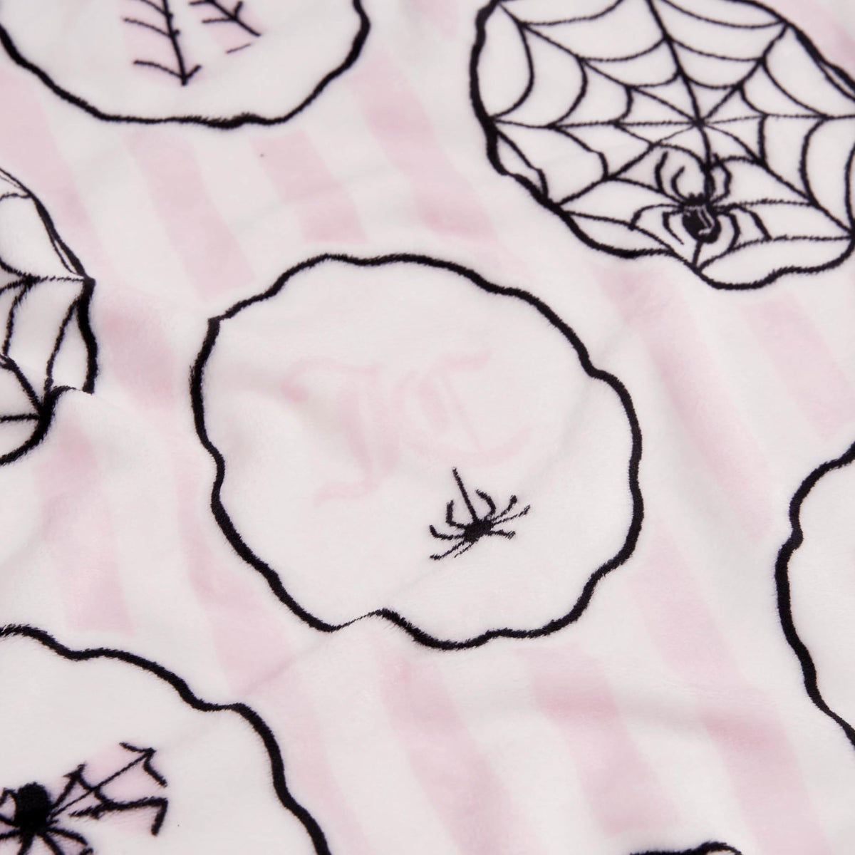Juicy Couture Spider Stripe Halloween Plush Throw Blanket, Soft Polyester Decorative Throw for Sofa or Bed, Light Pink, 50"x60"