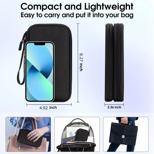 Arae Electronic Organizer, Travel Cable Organizer, Double Layers Portable Waterproof Pouch, Electronic Accessories Storage Case for Cable, Cord, Charger, Phone, Earphone (Black, M) 🍁 All In One Marketplace Canada