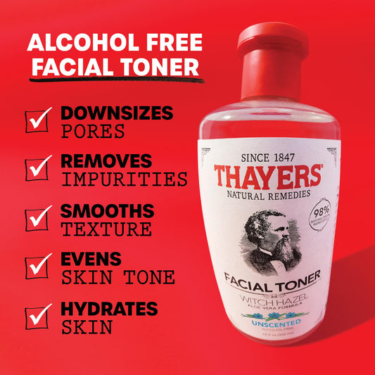 Thayers Witch Hazel Face Toner, Unscented, With Aloe Vera And Glycerin, Glass Skin, Reduces Pores, Smoothes Texture, 8 Hour Hydration, Suitable For Sensitive Skin Types, 355ml 🍁 All In One Marketplace Canada