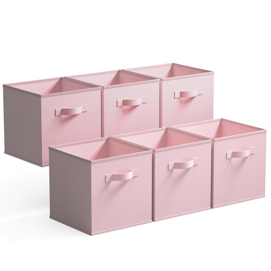 GRANNY SAYS Fabric Storage Cubes, Pack of 6 Cubby Storage Bins 11 x 11, Collapsible Storage Cube Boxes for Shelves, Square Storage Bins for Closet Organizing Clothes, Pink 🍁 All In One Marketplace Canada
