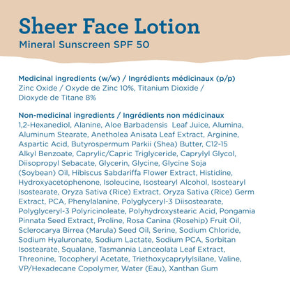 Blue Lizard Sheer Face Mineral SPF 50 Sunscreen Lotion, 100% Mineral Formula, Blue Light Protection, Lightweight, No White Cast, Nourishes and Hydrates, Paraben-Free, Fragrance-Free, 50 ml 🍁 All In One Marketplace Canada