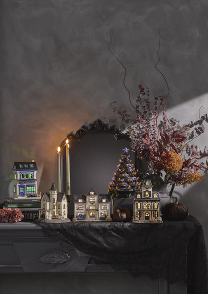 Lenox Treasured Traditions Black Light-Up Tree Halloween Christmas Figurine