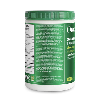 Organika Canadian-Made Certified Organic Spirulina Powder- Superfood, 3rd Party Tested, Pristine Sourcing, Vegan- 300g 🍁 All In One Marketplace Canada