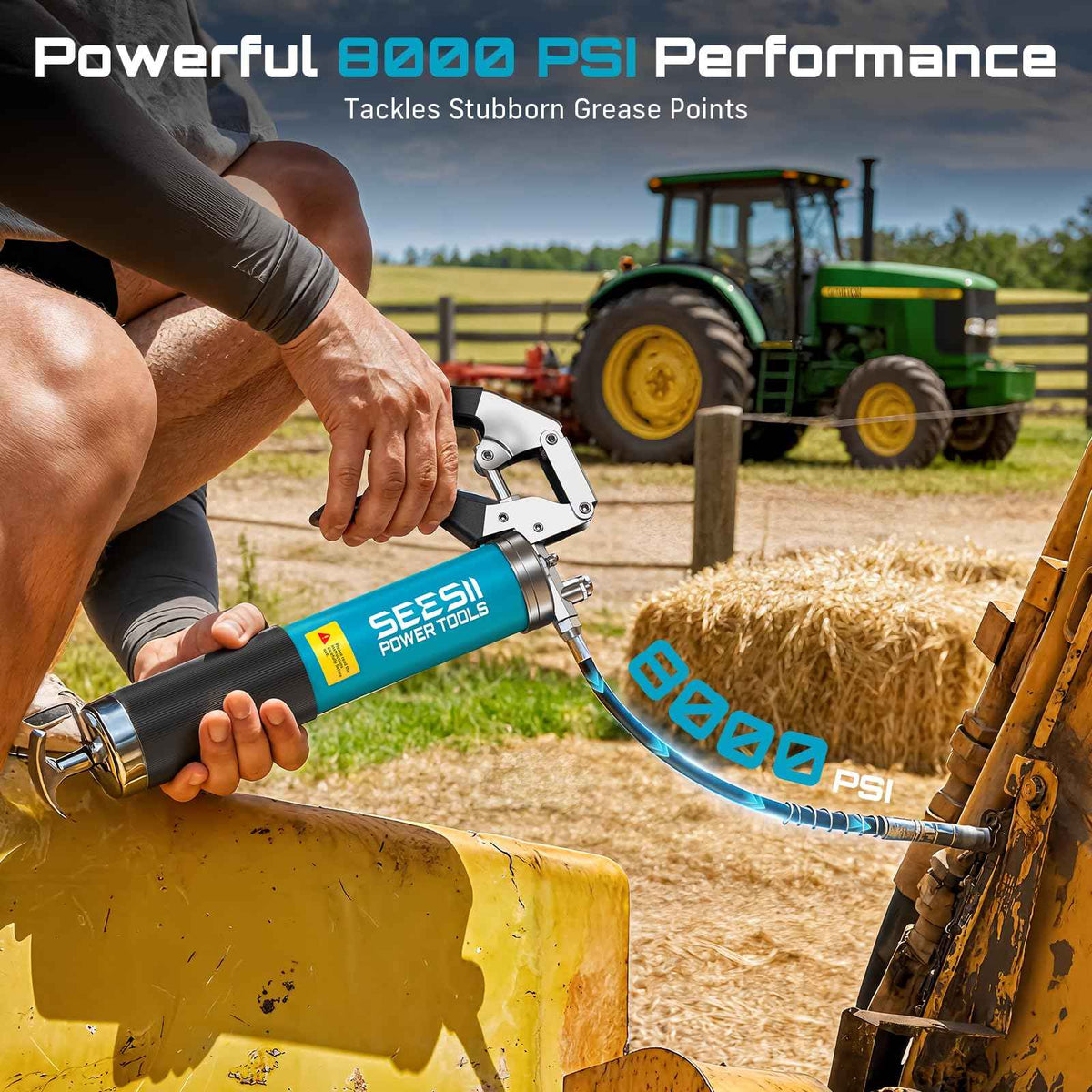 Seesii 8000PSI Grease Gun Kit: Heavy Duty Pistol Grip Grease Gun with 14oz Capacity, Quick-Release Coupler, 90° Adapter, Flexible Hose, Rigid Pipe for Automotive, Agricultural, Industrial, Farm, Car 🍁 All In One Marketplace Canada