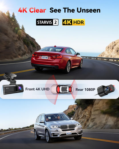 REDTIGER 4K Dash Cam Front and Rear with STARVIS 2, 5.8GHz Wi-Fi Dash Camera for Cars, 128GB Card Included, GPS, 3.18”IPS Screen, Night Vision, 170°Wide Angle, WDR, 24H Parking Mode(F7NP) 🍁 All In One Marketplace Canada