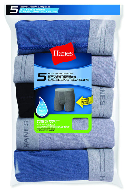 Hanes boys 5 Pack Breathable Boxer Briefs, Assorted, Large US 🍁 All In One Marketplace Canada