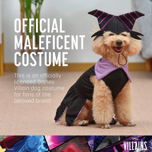 Disney for Pets Halloween Disney Villains Maleficent Costume - Extra Small - | Disney Villains Halloween Costumes for Dogs, Officially Licensed Disney Dog Halloween Costume, Purple (FF21834)