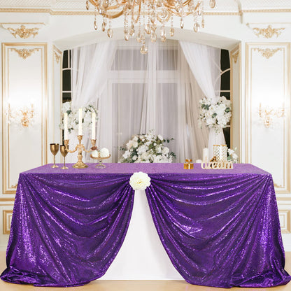 Purple Sequin Tablecloth Sparkly Mermaid Tablecloth Halloween Glitter Table Overlay Bridal Shower Decorations Christmas Rectangular Tablecloths 50x80 Inch