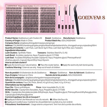 Goddvenus Cluster Lashes Kit Wispy Natural 300pcs Eyelashes Clusters 10-16mm DIY Eyelash Extensions Kit C Curl Individual Lashes for DIY Lash Extension 🍁 All In One Marketplace Canada