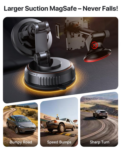 Miracase for MagSafe Car Mount[20 Powerful N55 Magnets+Industrial-Grade Vacuum Base] Magnetic Phone Holder Car 360° Full-Directional Adjustment, Fit for Windshield & Dashboard with All Smartphones 🍁 All In One Marketplace Canada