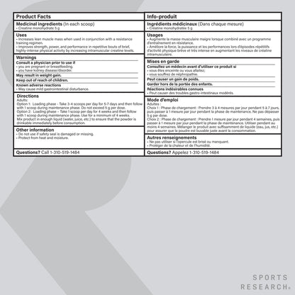 Sports Research® Creatine Monohydrate - Pure Micronized Creatine Monohydrate Powder - Improves strength, power, and performance for Women and Men | Non-GMO 60 Servings 🍁 All In One Marketplace Canada