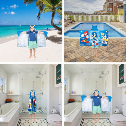 Franco Kids Bath and Beach Super Soft Cotton Hooded Towel Wrap, 24 in x 50 in, Sonic The Hedgehog 🍁 All In One Marketplace Canada