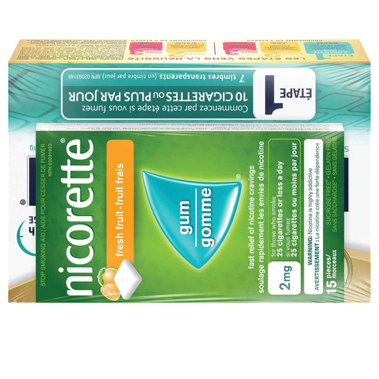 NicoDerm Patches & Nicorette Chewing Gum - Combination Therapy Pack for Quitting Smoking – Fast Relief of Nicotine Cravings – 7 Patches, 15 Gum Pieces 🍁 All In One Marketplace Canada