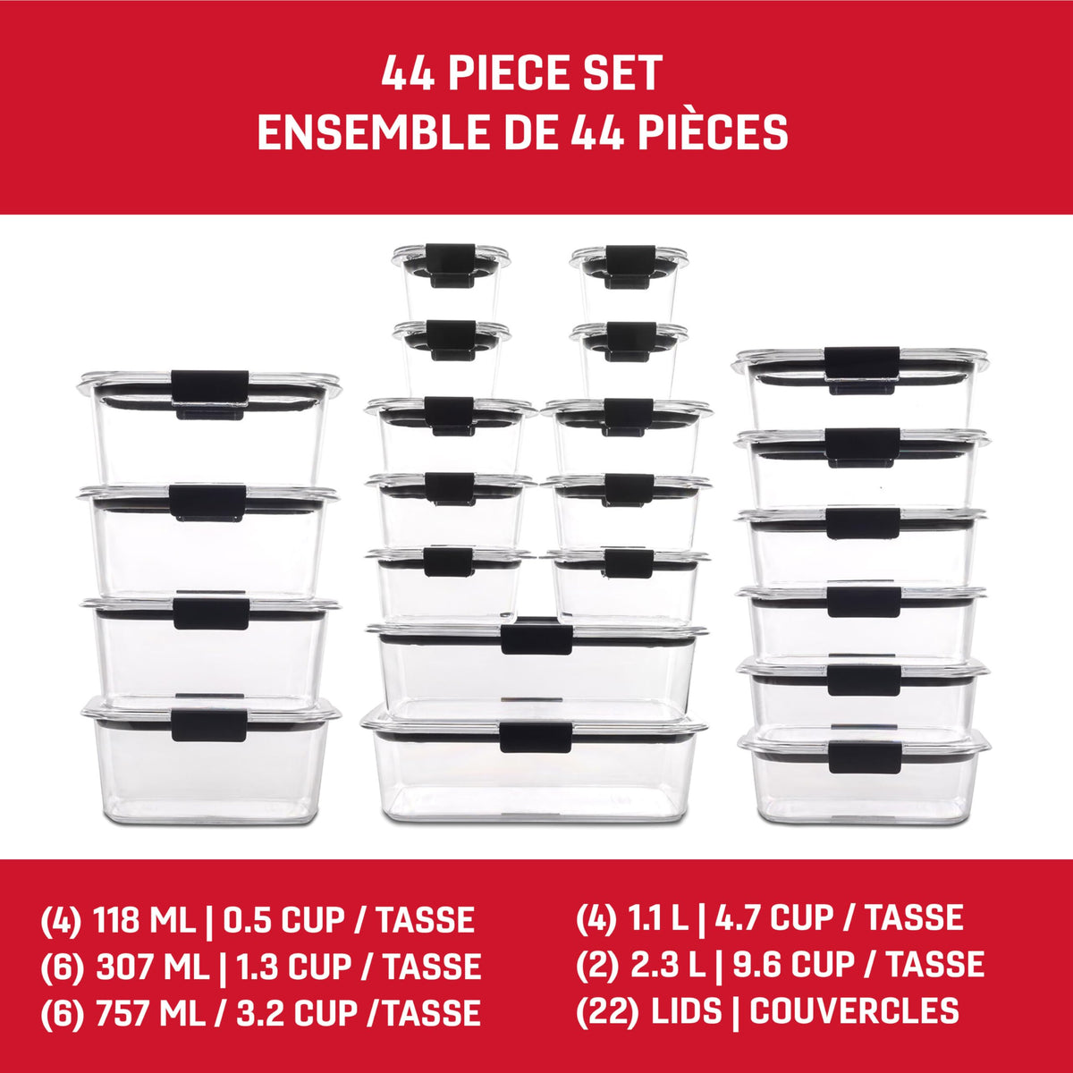 Rubbermaid 44-Piece Brilliance Food Storage Containers with Lids for Lunch, Meal Prep and Leftovers, Dishwasher Safe, Leak-Proof & BPA-Free 🍁 All In One Marketplace Canada
