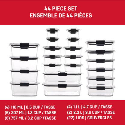 Rubbermaid 44-Piece Brilliance Food Storage Containers with Lids for Lunch, Meal Prep and Leftovers, Dishwasher Safe, Leak-Proof & BPA-Free 🍁 All In One Marketplace Canada