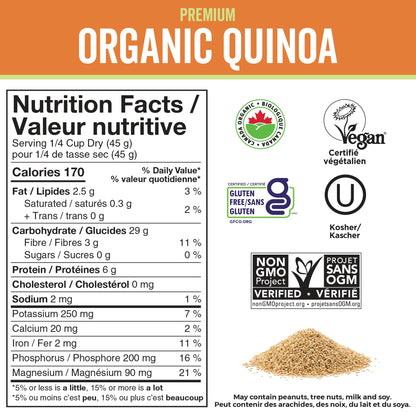 Viva Naturals Organic Quinoa (4 lb) – Quinoa Organic, Non-GMO & Pre-Washed Whole Grain | Gluten-Free Vegan Plant Protein, Source of Fibre & Iron, Puffed Rice & Pasta Substitute 🍁 All In One Marketplace Canada