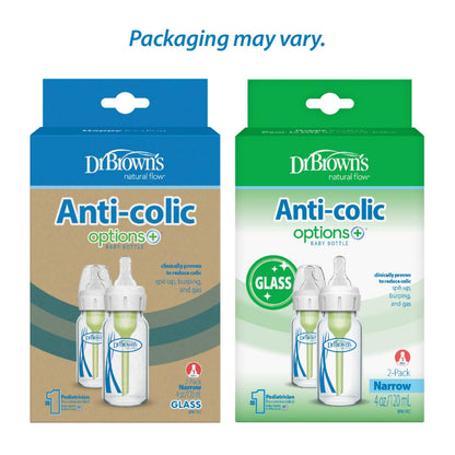 Dr. Brown’s Natural Flow Anti-Colic Options+ Narrow Glass Baby Bottles, 4oz, 2-Pack 🍁 All In One Marketplace Canada
