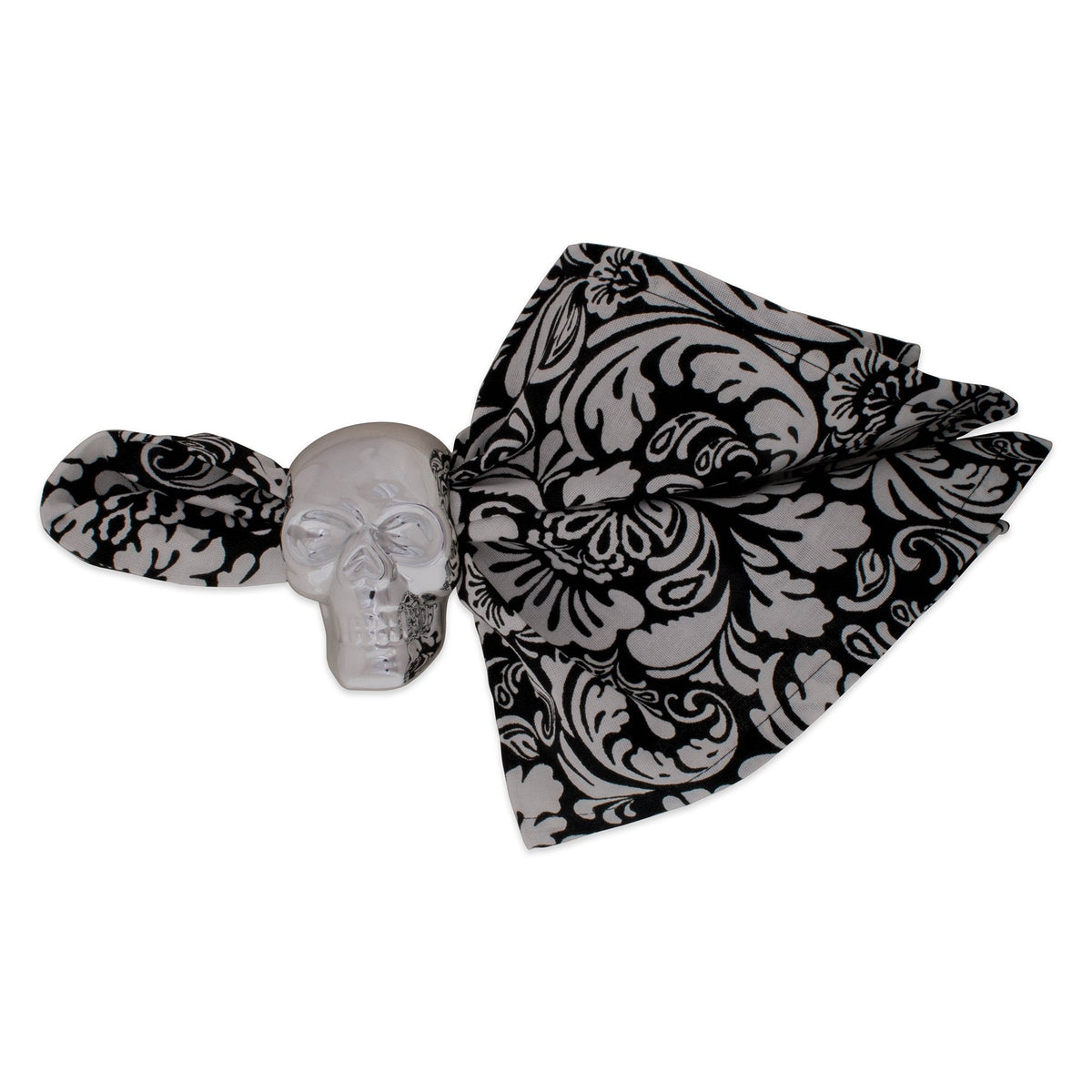 DII Halloween Napkin Rings Novelty Tabletop Décor Set, 3.25x2.25x3, Silver Skull, 6 Piece
