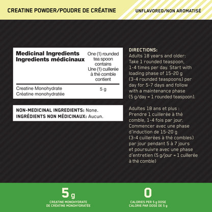 Optimum Nutrition 100% Pure Creatine Monohydrate Micronized Powder, Unflavored, 300g - 60servings (packaging may vary) 🍁 All In One Marketplace Canada