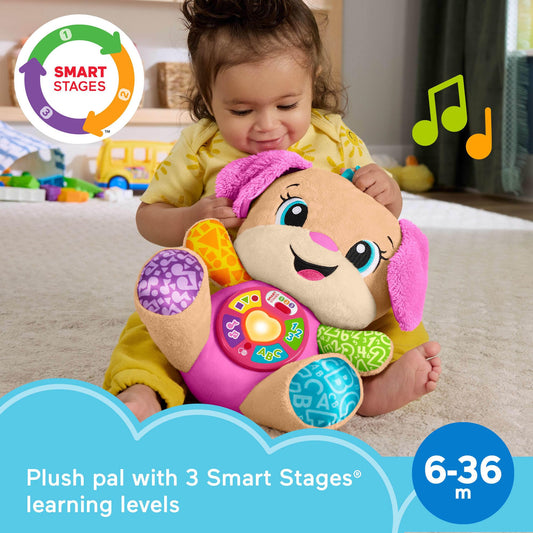 Fisher-Price Baby Learning Toy Laugh & Learn Smart Stages Sis Pink Musical Plush with Smart Stages for Infants Ages 6+ Months, Multilanguage Version 🍁 All In One Marketplace Canada