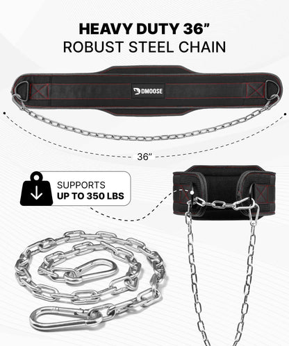 DMoose Dip Belt for Weightlifting, Weight Belt with Chain for Pullup, Gym Lifting Belt for Powerlifting, Squat, Bodybuilding, Heavy Duty Steel, Workout Belt with Comfortable Neoprene Support 🍁 All In One Marketplace Canada