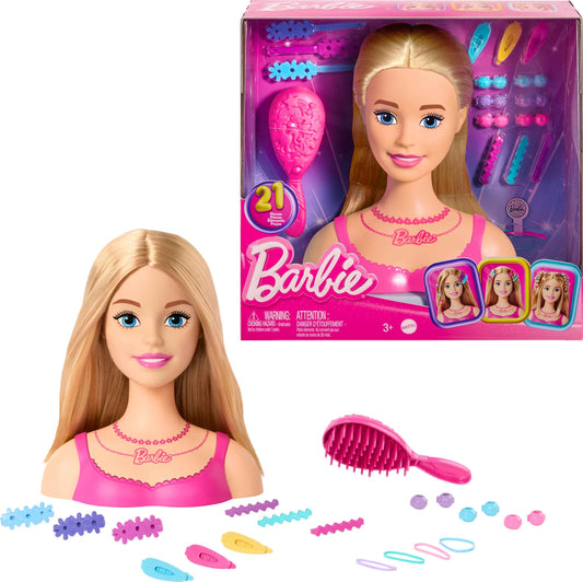 Barbie Doll Styling Head, Blond Hair with 20 Colorful Accessories, Doll Head for Hair Styling 🍁 All In One Marketplace Canada