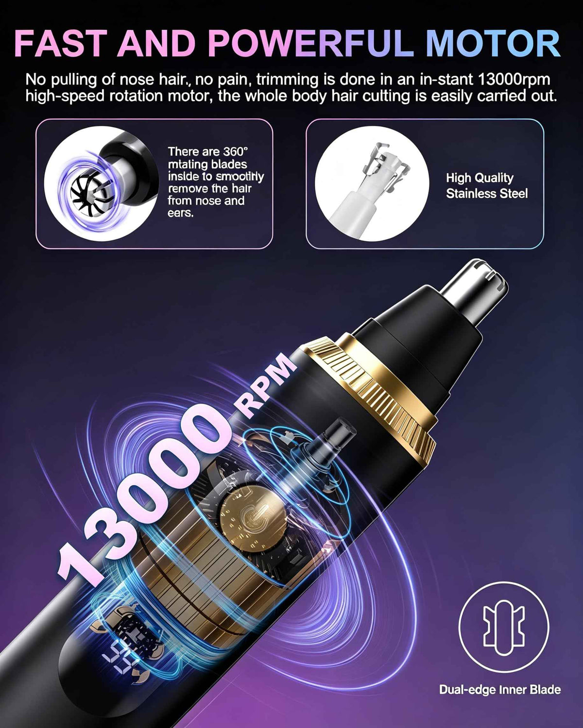 Nose Hair Trimmer 2026 Professional Nose Trimmer for Men and Women, Painless IPX7 Waterproof Eyebrow & Facial Hair Removal,USB Rechargeable with LED Display Dual-Edge Blades, Black 🍁 All In One Marketplace Canada