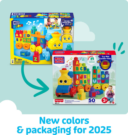 MEGA BLOKS First Builders Toddler Building Blocks Toy Set, ABC Musical Train with 50 Pieces, Music and Sounds, Ages 1+ Years 🍁 All In One Marketplace Canada