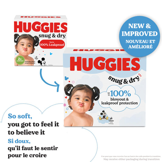 Huggies Size 2 Diapers, Snug & Dry Baby Diapers, Size 2 (12-18 lbs), 186 Count, Packaging May Vary 🍁 All In One Marketplace Canada